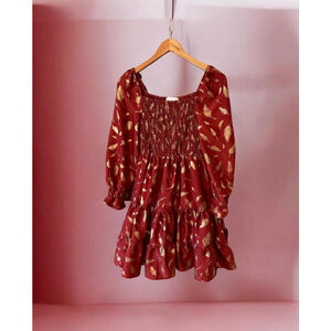 Women's Rare Editions Red Gold Feather Mini Dress
